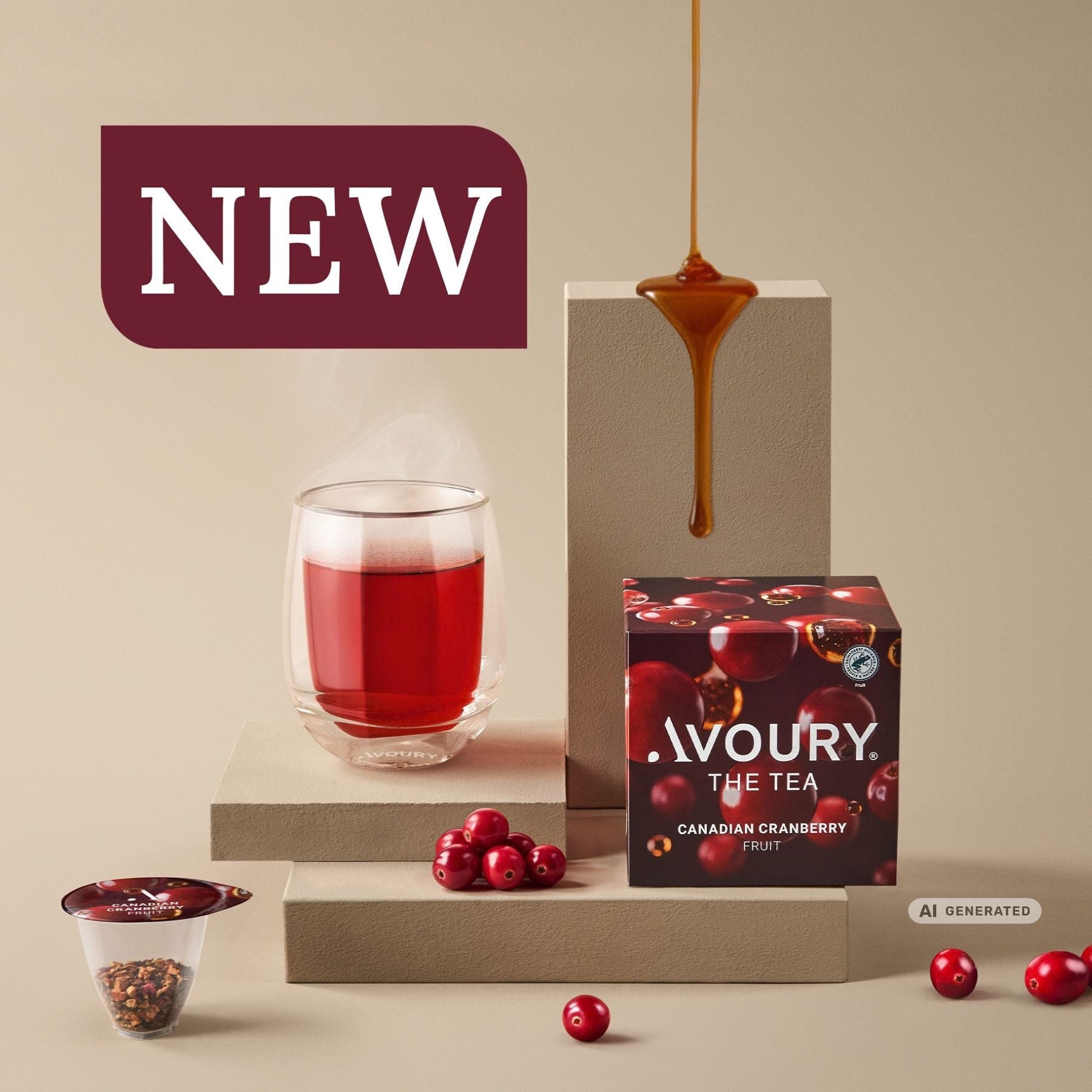 Tea Box of the CANADIAN CRANBERRY with a tag "new"